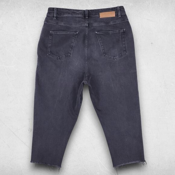 Won Hundred Lindy Jeans Women 28 Black Wrap Front Baggy Cropped Streetwear OOAK - Picture 4 of 13